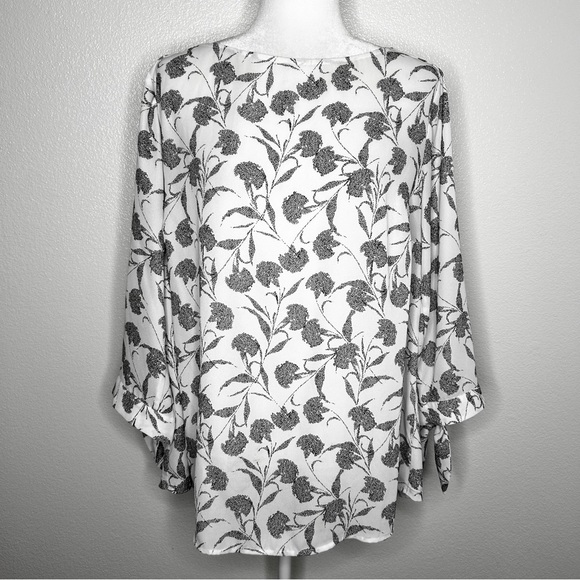 41 Hawthorn Stitch Fix Womens White Floral Top Blouse Stretch Back Plus Size 2X - Picture 1 of 10